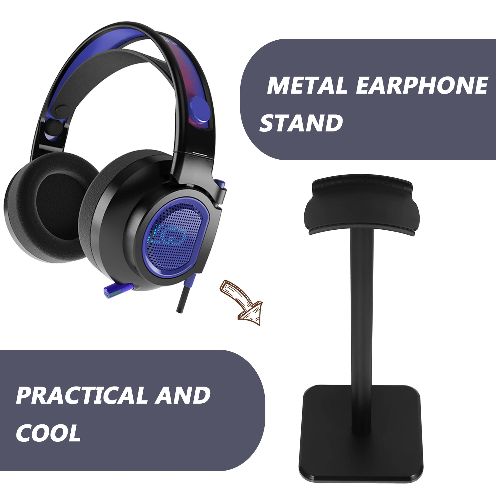 

Headphone Stand Metal Earphone Head-mounted Holder Pedestal Aluminum Earphones Headset