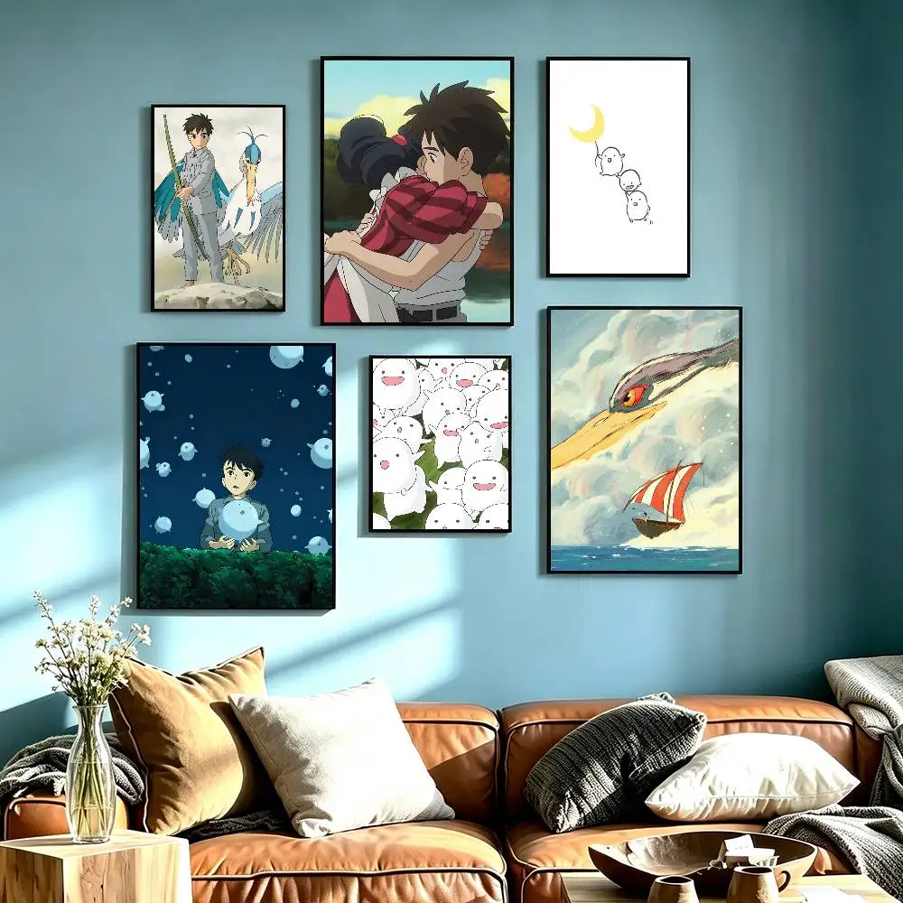 The Boy and the Heron Poster Waterproof Wall Art Sticker For Bar Living Room Vintage Decor High Quality Print Gift