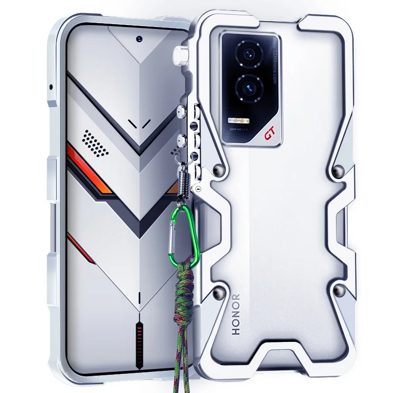 Luxury Armor Metal Aluminum Phone Bumper For Honor X70 X60 X50 X40 X80 X30 GT Pro Cover Mechanical Purely Handmade Skull Case