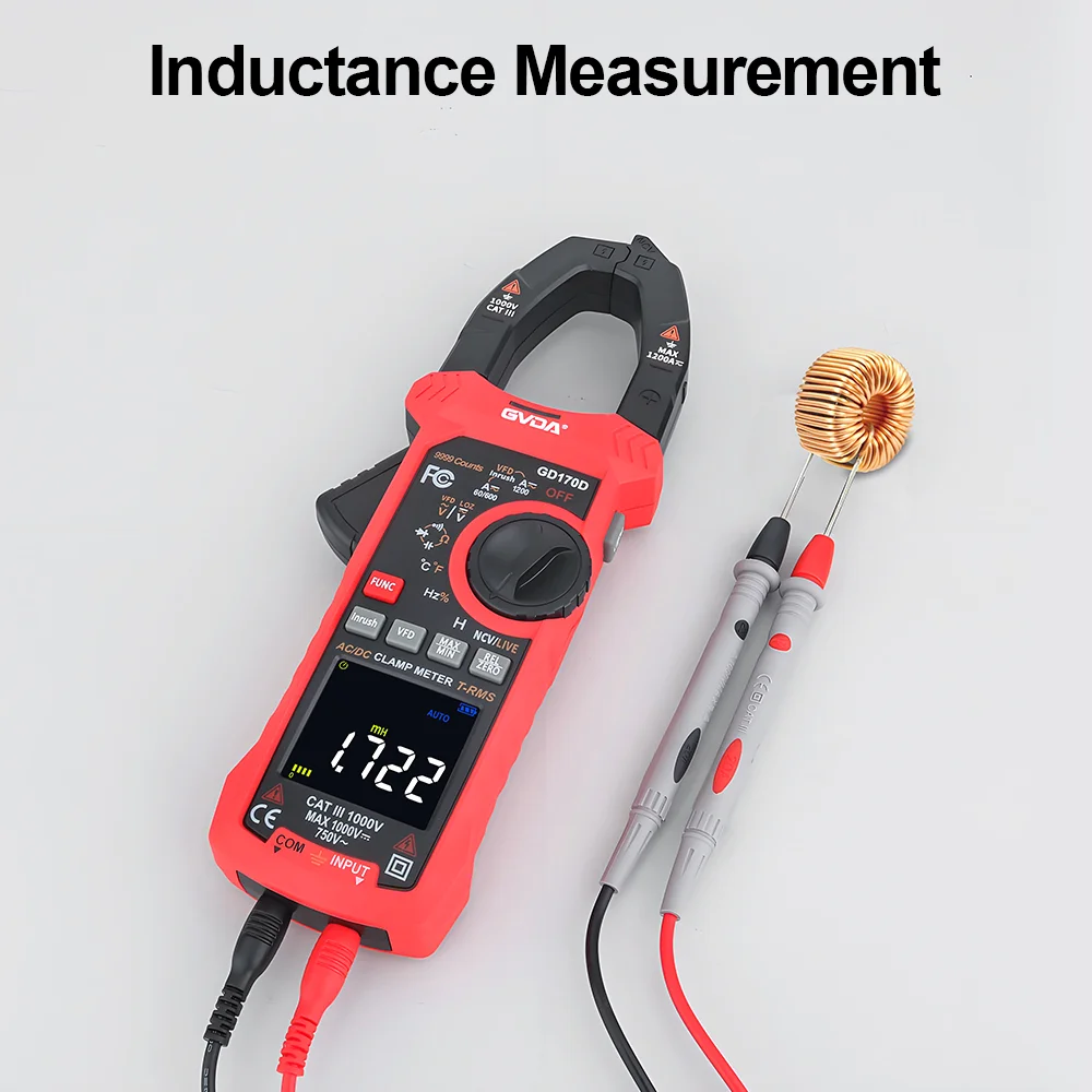 GVDA Digital Multimeter 9999 Counts Clamp Meter True RMS VFD/Loz/Inductance Tester 1000V Voltage Meter 1200A AC/DC Multi-tester