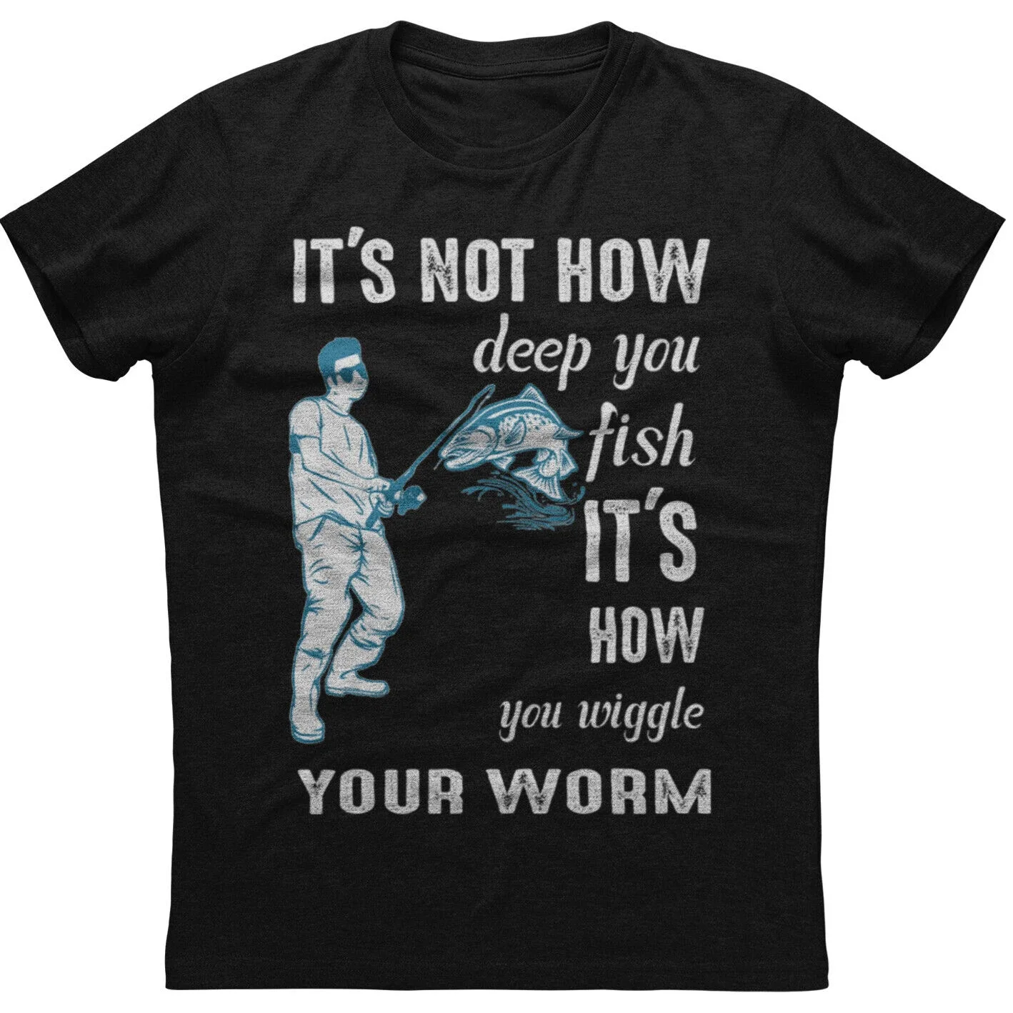 It's Not How Deep You Fish Mens Short Sleeve New Cotton Black T-shirt Men's 100% Cotton Casual T-shirts Loose Top Size S-3XL