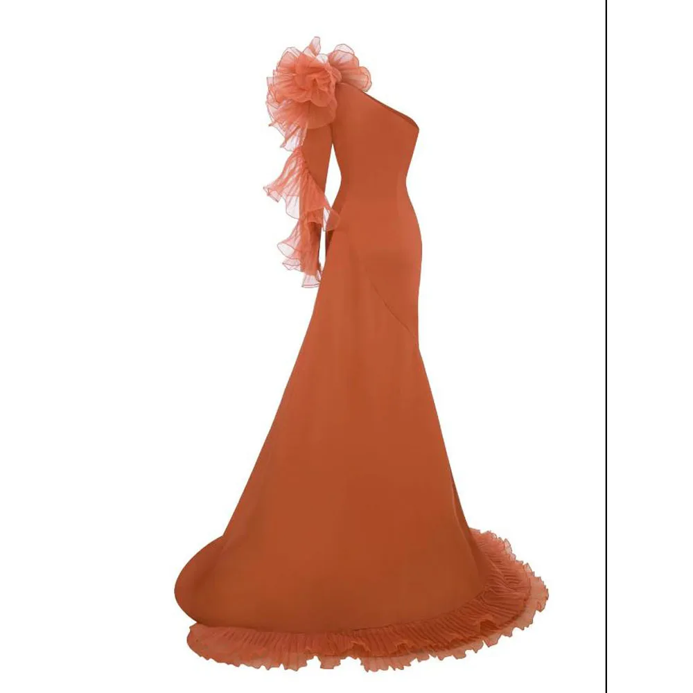 فساتين سهرة بحورية البحر بكتف واحد مخصصة مكشكشة لتزيين ثوب رسمي من الساتان طويل فيستدوس دي غالا