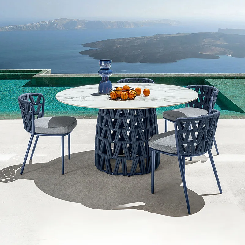 Slate dining table outdoor rattan chair furniture balcony tea table chair courtyard outdoor