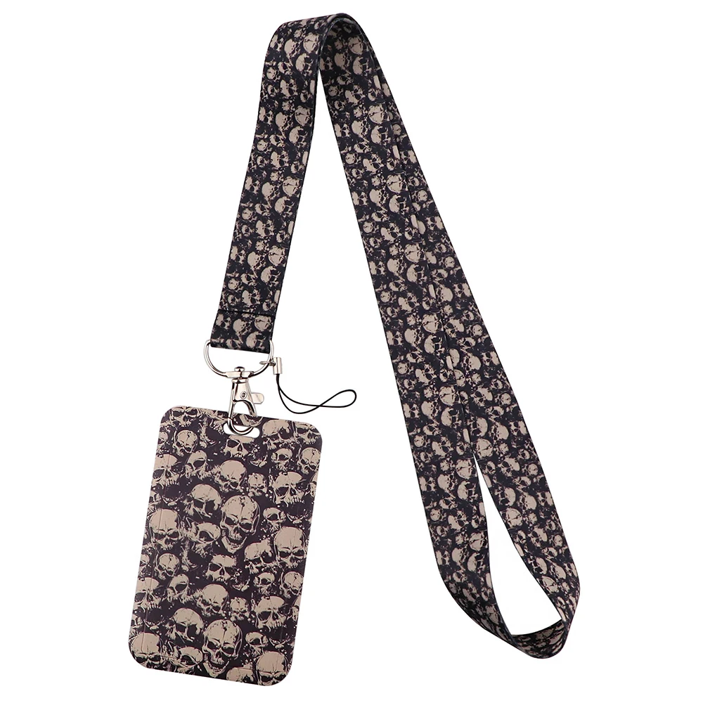 Halloween Skull Credential Holder Punk Lanyards for Key Neck Strap For Card Badge Gym Keychain Keyring Nurse Doctor Accessories