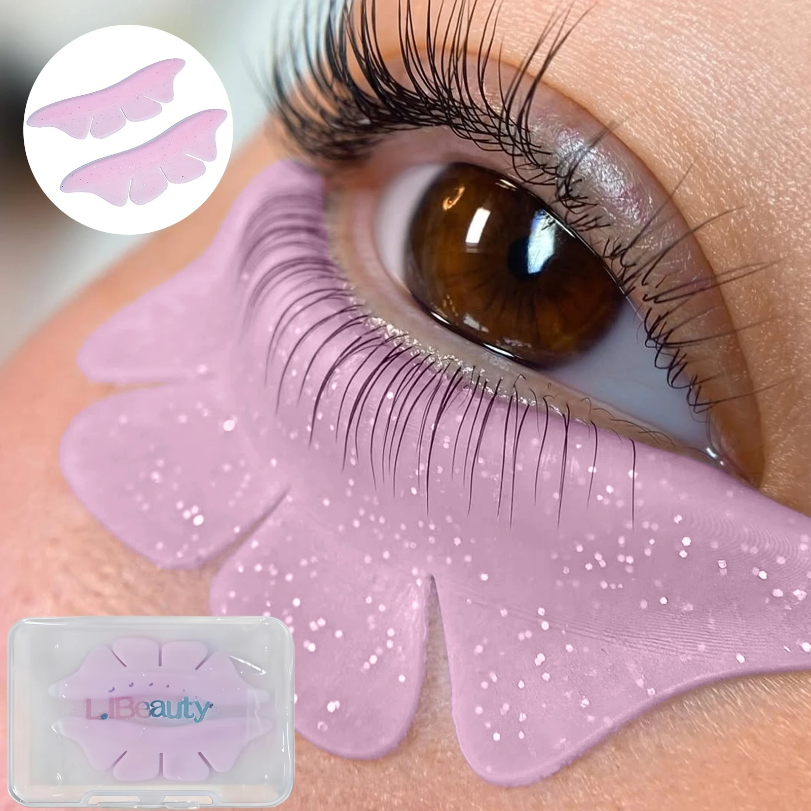 Libeauty 1 Paar Silikon Glitzer Schmetterling Lash Lift Schild Wimpern Dauerwelle Pads Lash Lifting 3D Wimpernzange Zubehör Werkzeug