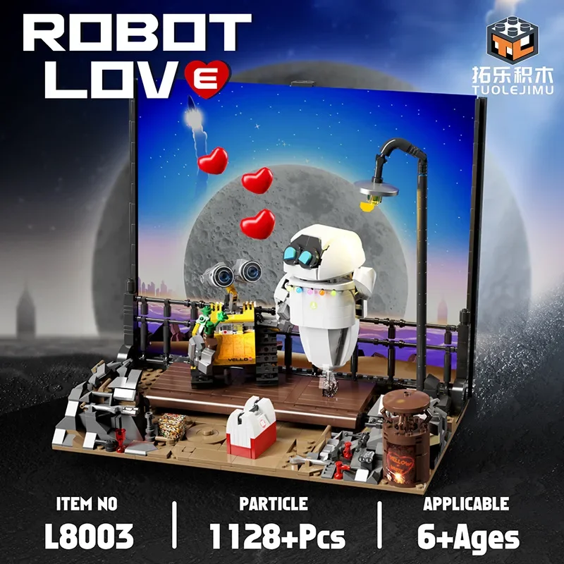 Robot Building Blocks Walle Eva Eve Streetscape Desktop Decoration Puzzle Assembling Model Toy Birthday Gifts for Boys and Girls