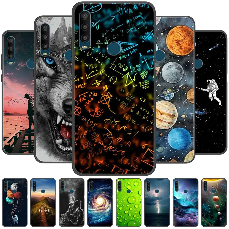 Para Alcatel 3L 2020 Funda de 6,22 ''con animales de silicona negra fundas de teléfono de TPU suave para Alcatel 3L 2020 5029Y 5029 5029D Funda de protección