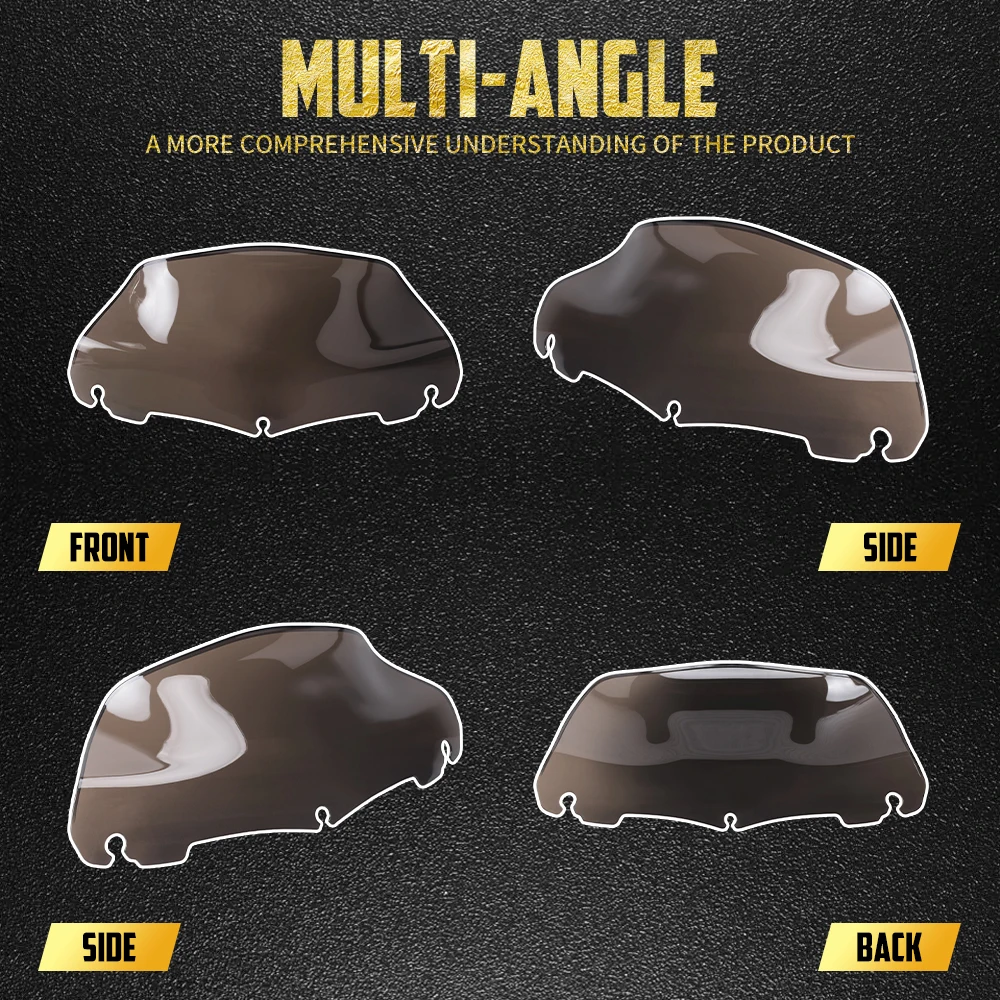 Motorcycle 9'' Windshield Upper Fairing Wind Deflector Windscreen For Harley Touring Electra Tri Glide Ultra Limited 2014-Up