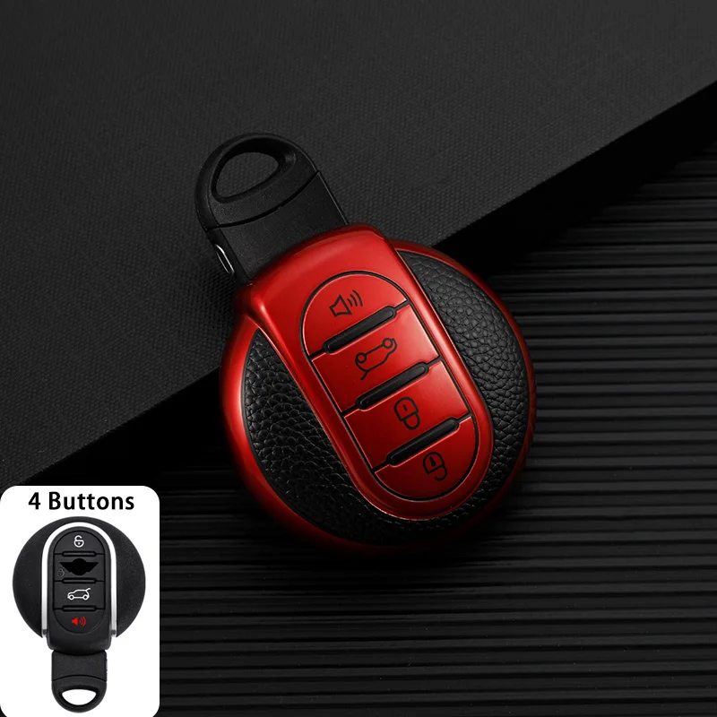 Leather TPU Car Key Case Cover for Bmw Mini Cooper Clubman Countryman R55 R56 R57 R58 R59 R60 S Roadster Keychain Accessories