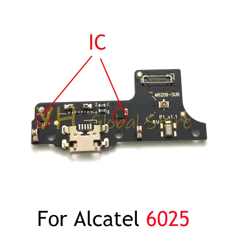 Conector de base de carga USB para teléfono móvil, piezas de reparación de Cable flexible, placa de puerto, compatible con modelo 1s, 2021, 6025, 6025H, 6025D