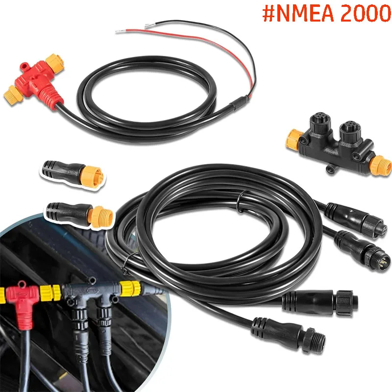 

NMEA 2000 Backbone Cables Drop Cables Dual Tees Kits Terminators Marine 2K Network for Lowrance Simrad Garmin Dual Device