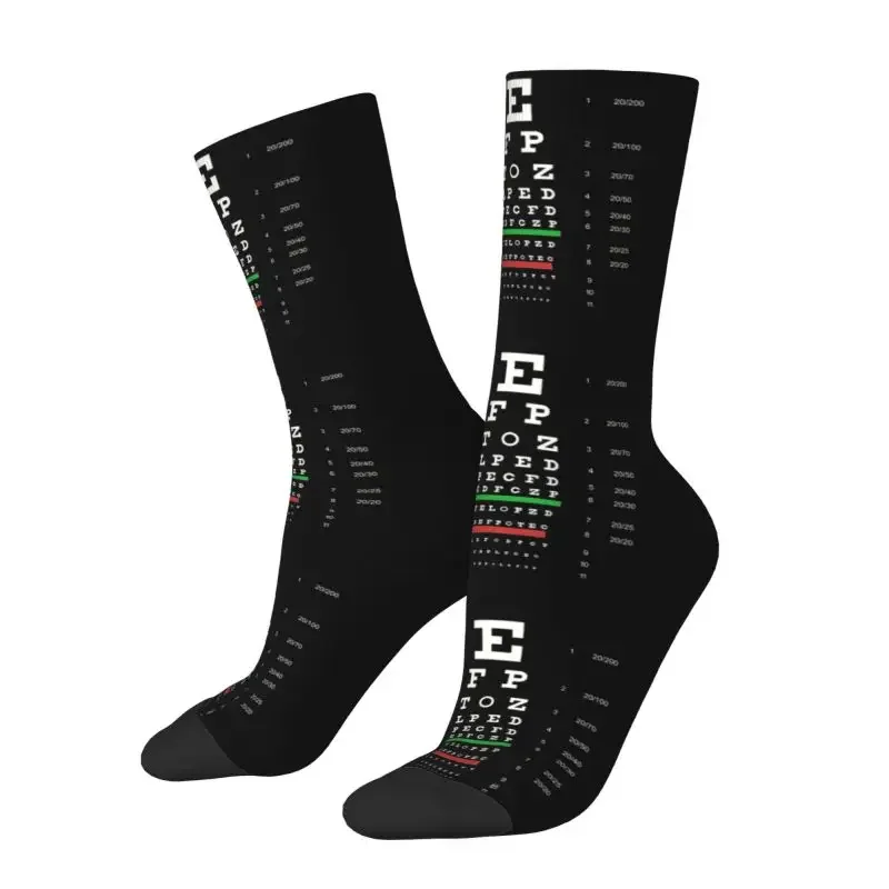 Kawaii Printed Snellen Eye Chart Socks for Men Women Stretch Summer Autumn Winter Optometrist Optician Crew Socks