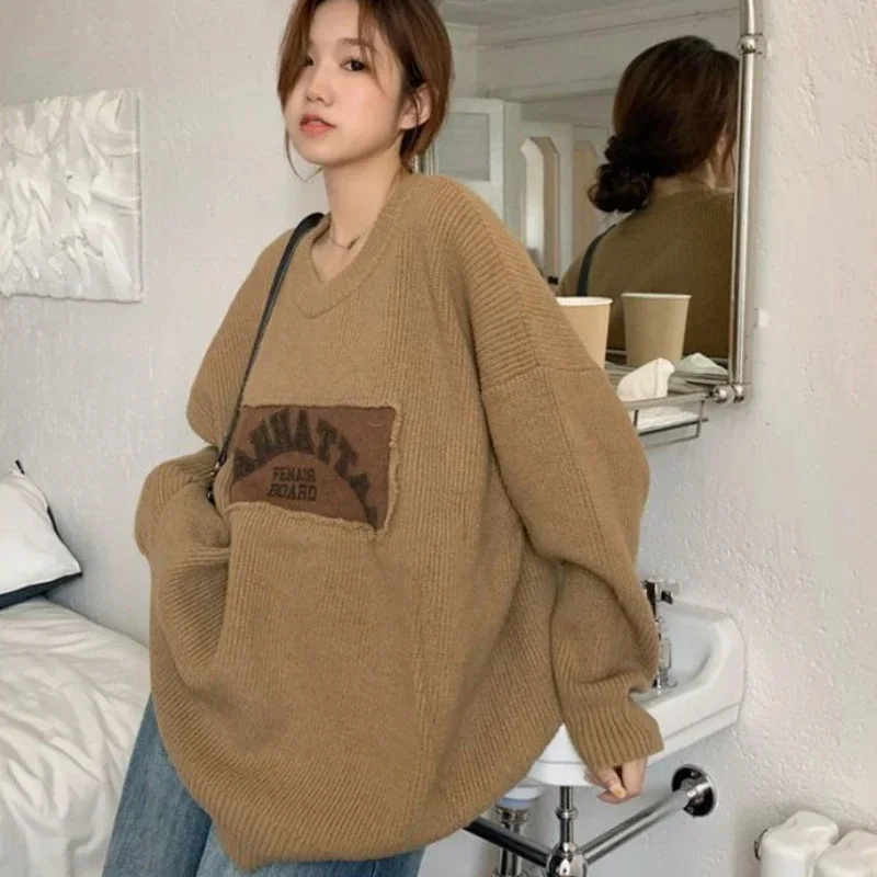 Knit Tops for Woman Pullovers Graphic Long Women's Sweater Modern Jumper Autumn Winter 2024 Aesthetic Korean Fashion Style Tall