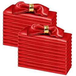 100PCS Christmas Red Satin Napkins, 30x30cm Square Satin Napkins Silky Soft Dinner Napkins for Wedding Thanksgiving Decoration