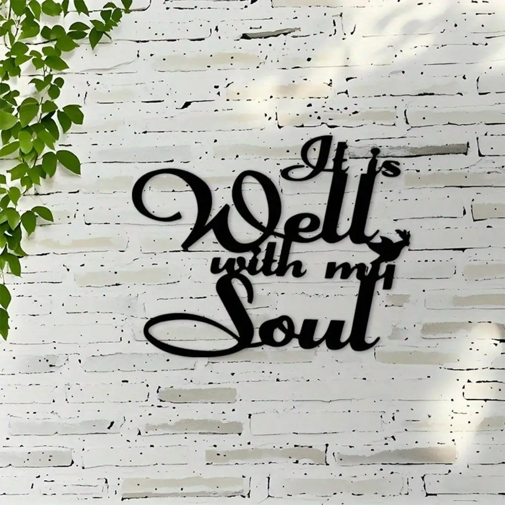 CIFBUY Metal Wall Art Elegant Religious Script Decor Black Iron Indoor Outdoor Christian Home Decor For Living Room Bedroom