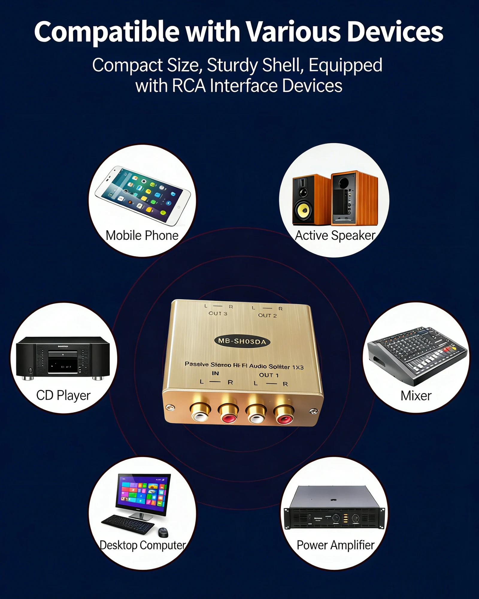 RCA Audio Switcher 2 in 1 out Audio Lossless Conversion Selector Box 2 Way to 1 Audio Switch Adapter for TV Home Theater view 6