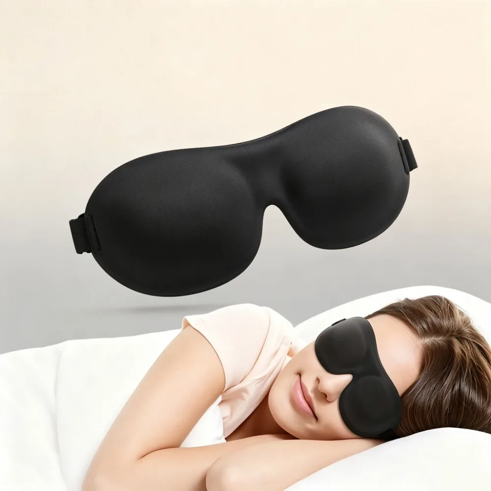 100% Light Blocking 3D Contoured Sleep Eye Mask Ultra‑Soft Breathable Skin‑Friendly Eye Cover Travel Yoga Rest Accessory