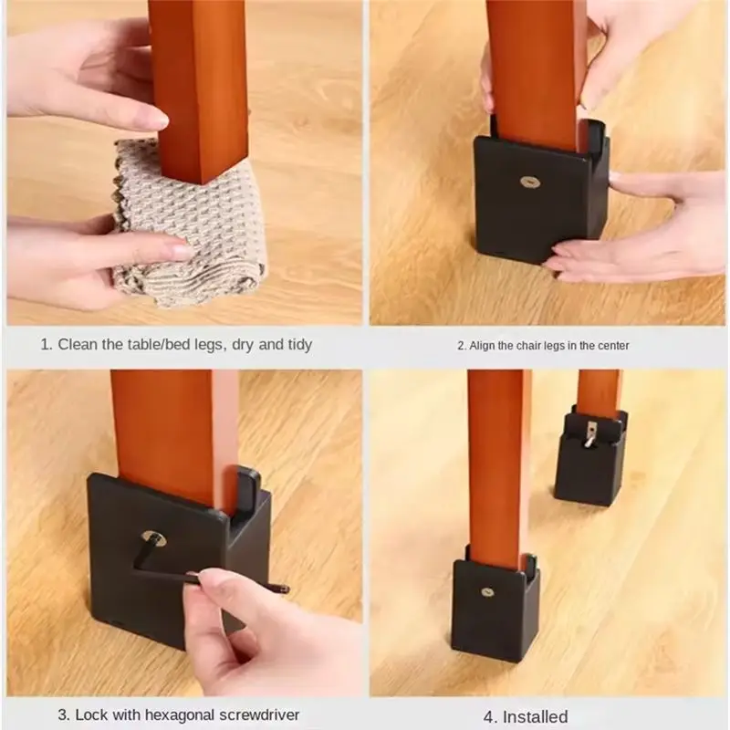 ABLQ 4PCS Adjustable Chair Feet Riser Screw Clamp 5Cm Heavy Duty Sofa Tables Bed Furniture Risers With Screw Clamp