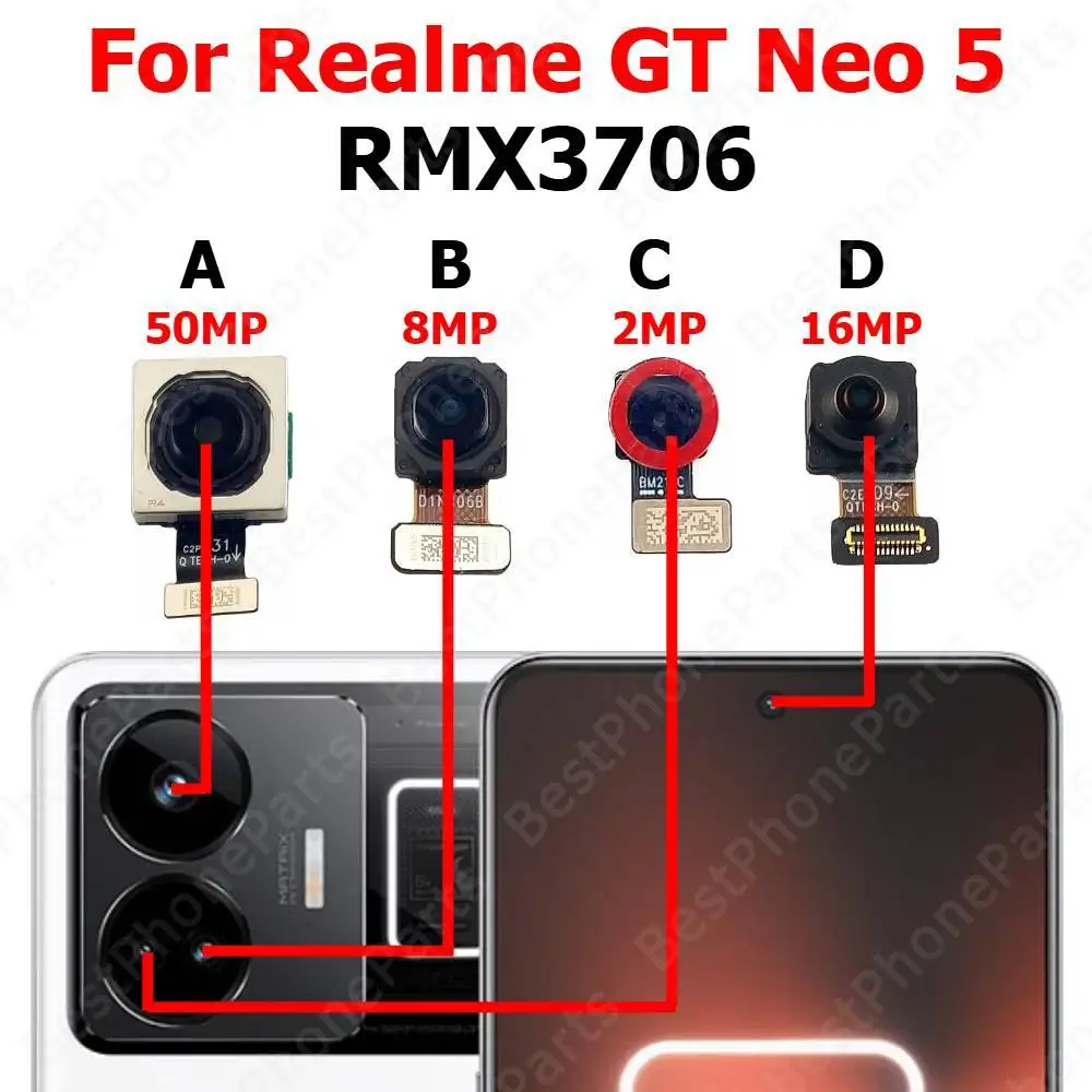 Rear Front Camera For Realme GT Neo 5 Neo5 RMX3706 Backside Facing Frontal Selfie Back Camera Module Mobile Phone Parts