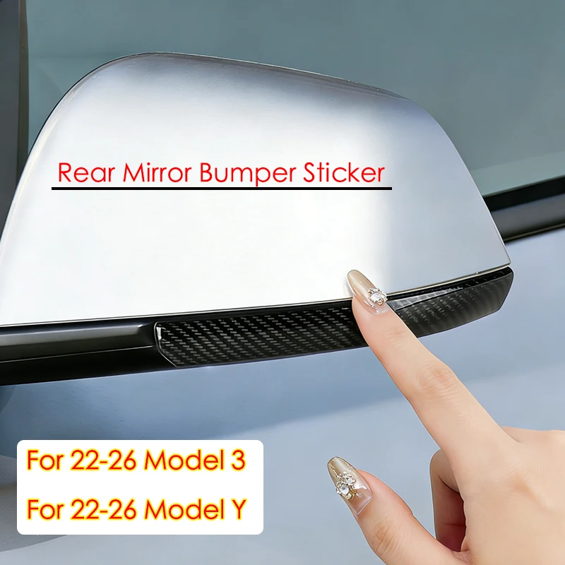 

For 2022-2026 Tesla Model 3 Highland Y Juniper Carbon Fiber Rear Mirror Anti-collision Bumper Protective Sticker Car Accessories