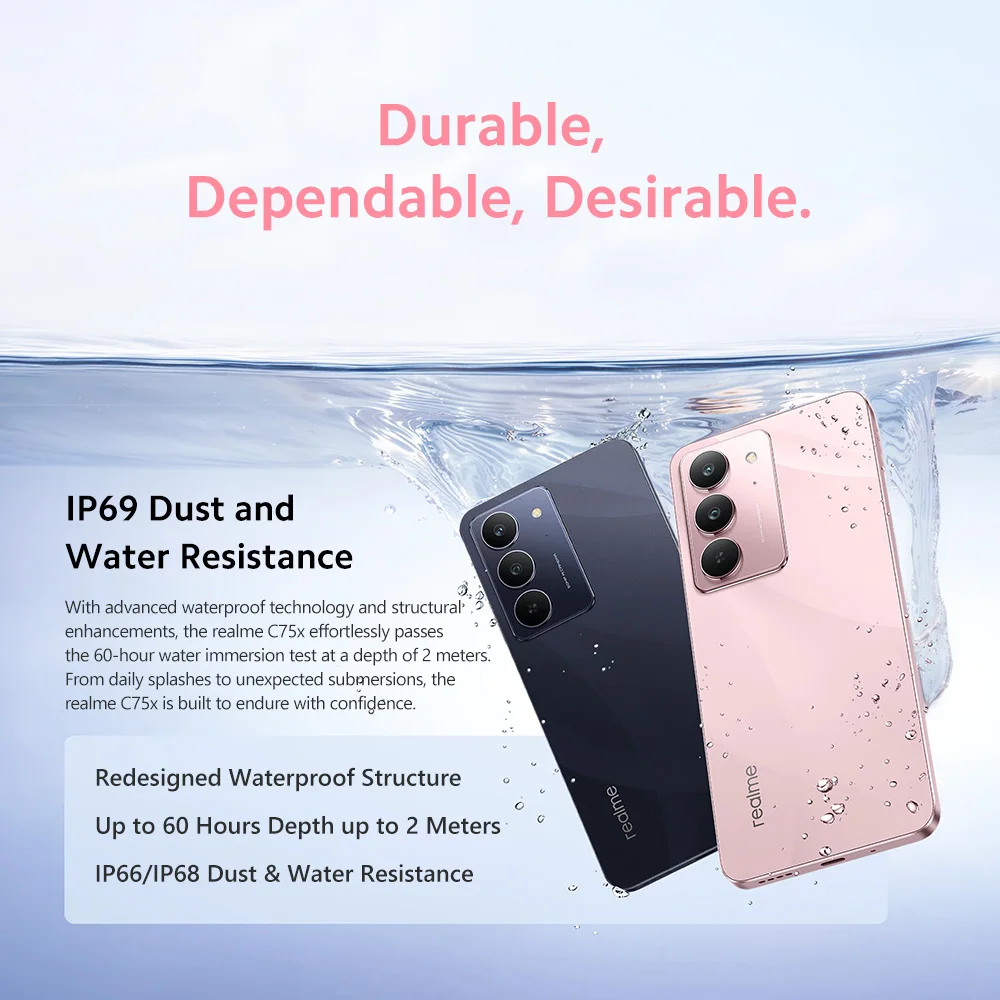 هاتف Realme C75X 8GB Ram 256GB Rom الإصدار العالمي 4G الذكي NFC