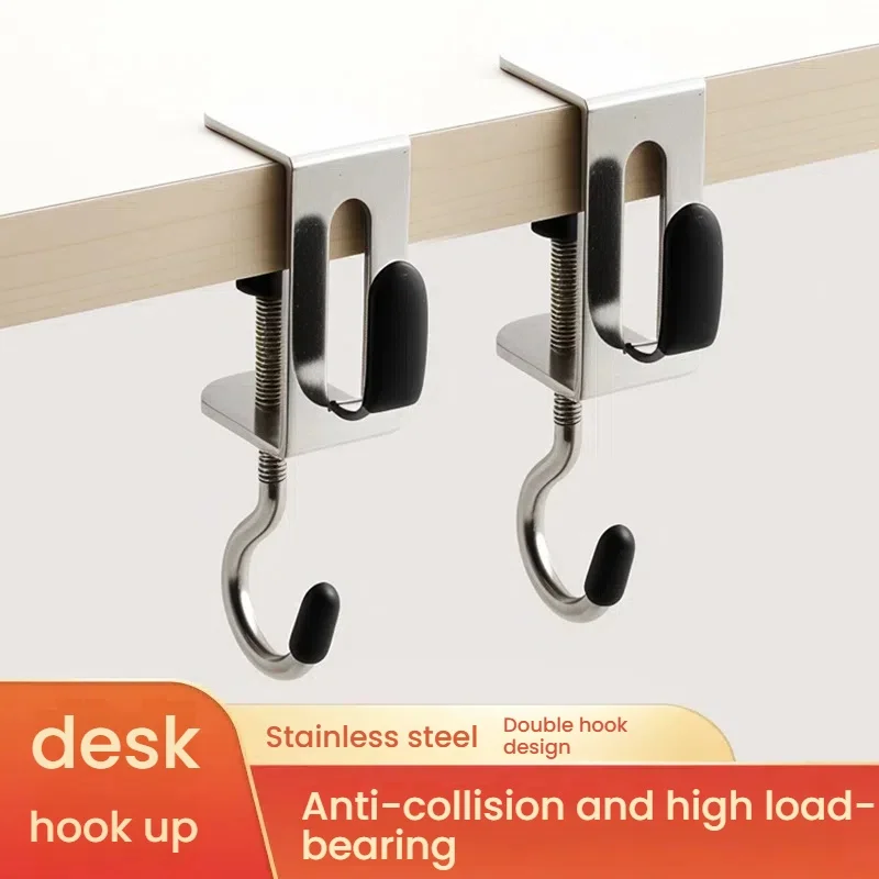 3pcs Heavy Duty Metal Over Desk Organizer with Adjustable Height - No Drill Installation,Collision&High Load-Bearing Double Hook