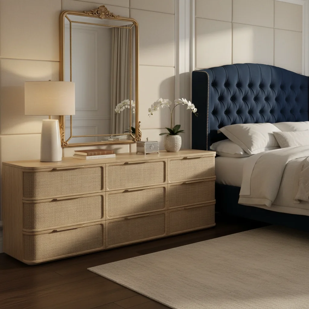 

# Bedroom Furniture High End Modern Solid Wooden 9 Drawer Dresser