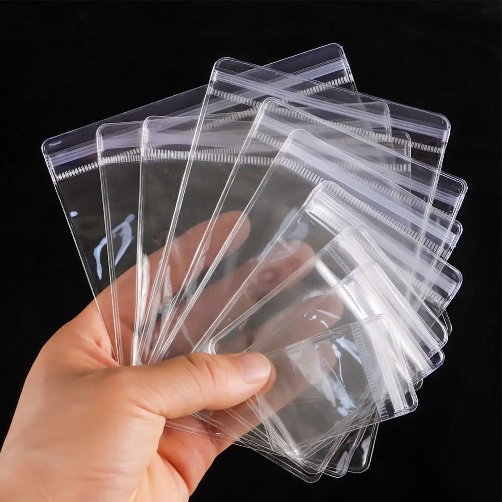 100 Stück neue selbstverschließende PVC-Kunststoffbeutel, staubdicht, wiederverschließbar, mit Reißverschluss, transparente Schmucktasche, Armband, Ring – Detail 7