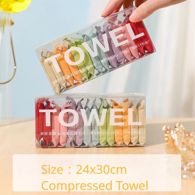 Disposable Compressed Towel Set, Travel Towels, Non-woven, Travel Items for Hotels, 7Pcs, 14Pcs, New