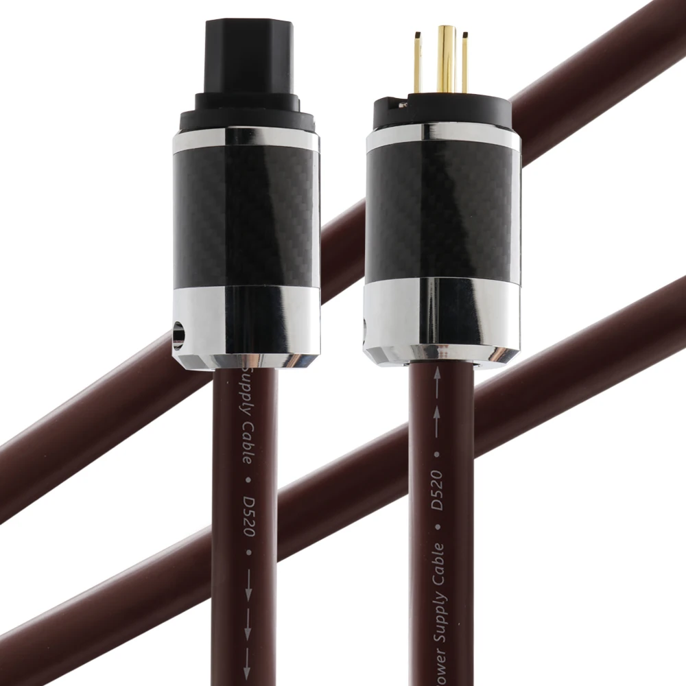 

D520 High Quality Cardas OFC Hifi Power Cable BCF2EG Carbon Fiber Gold Plated EU/US Plug Power Cord