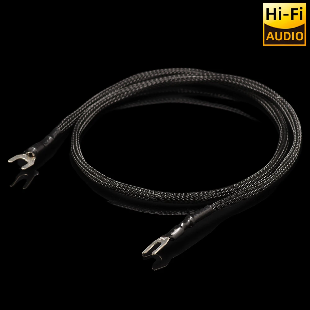 ▲ Kabel uziemiający Pureline HIFI, posrebrzany OCC, 2x0,8mm² z końcówką U do gramofonu winylowego, systemu fonograficznego.