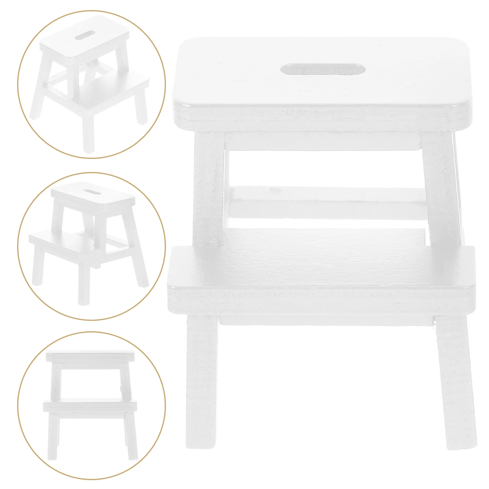 Mini Step Stool Miniature Adornment Chairs for House Furniture Models Round