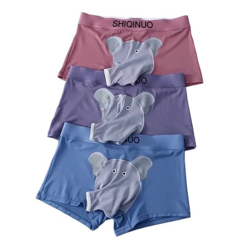 plus Size Men's L-4XL Breathable Modal Boxer Briefs Elephant Nose Design Comfortable Separate Pouch Underwear for Men