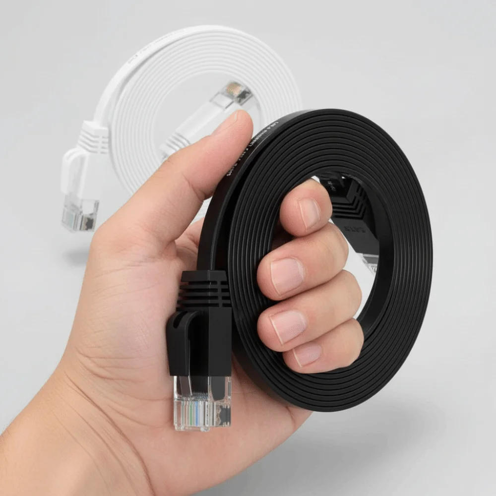 Flat Design Cat6 Ethernet Cable 1000Mbps Support Shielded Cord LAN Network Cable Flexible Cable Gigabit High Speed