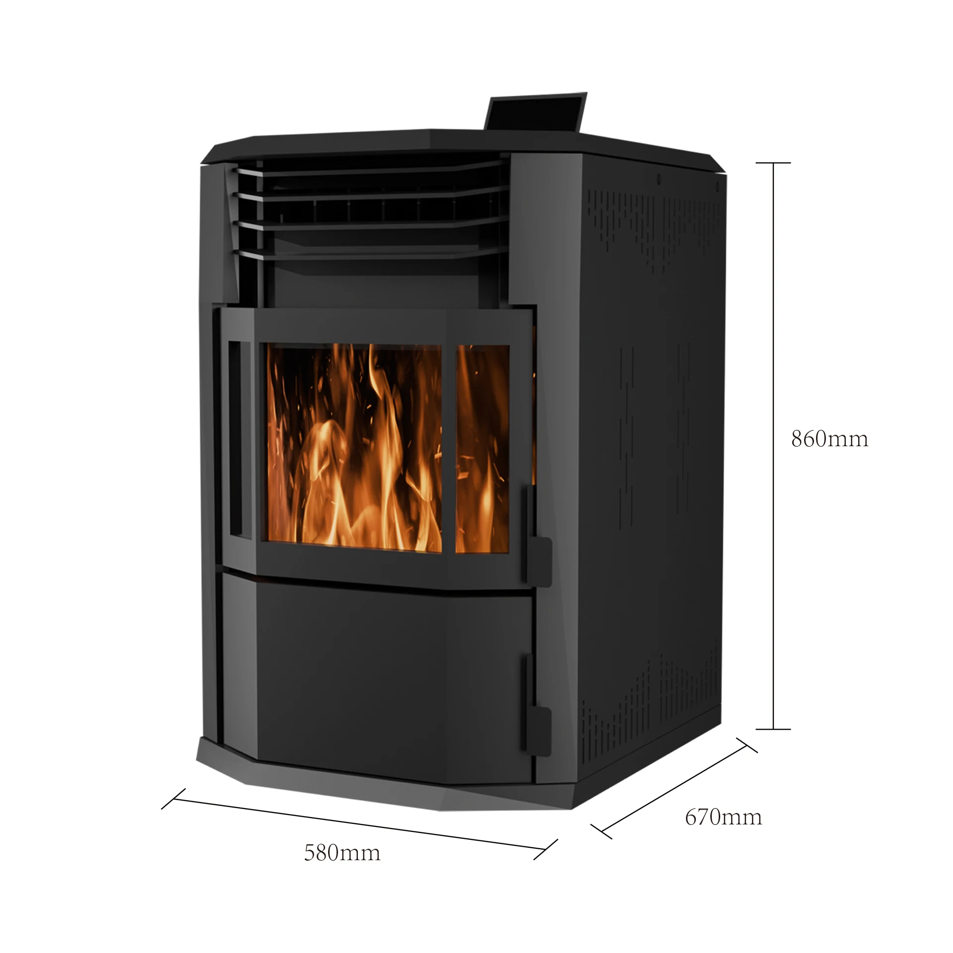 10kW Automatic Indoor Wood Burner Biomass Pellet Stove for Home Central Water Heating Free-standing Modern Fireplace