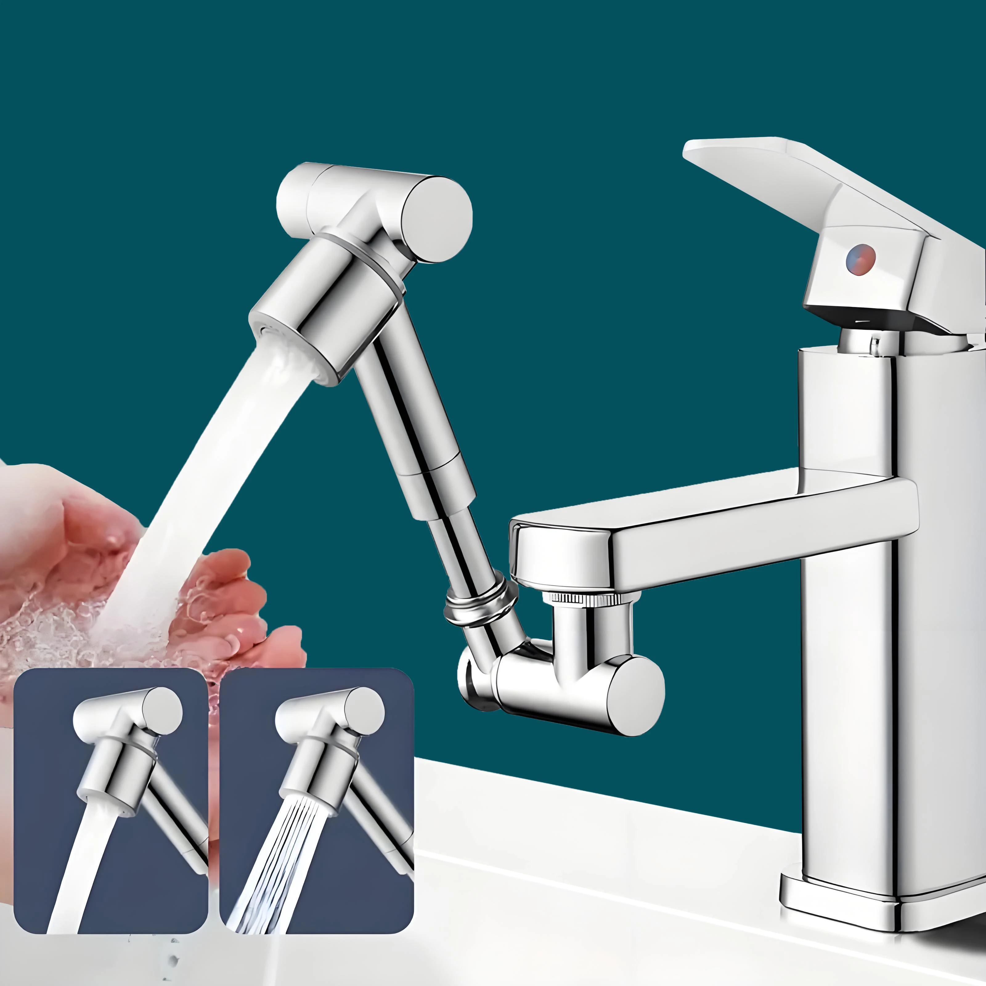 

1440° Kitchen Scalable Metal Faucet Aerator Bathroom Tap Splash-proof Bubbler Faucet Filter Nozzle Tap Saving Water Extender