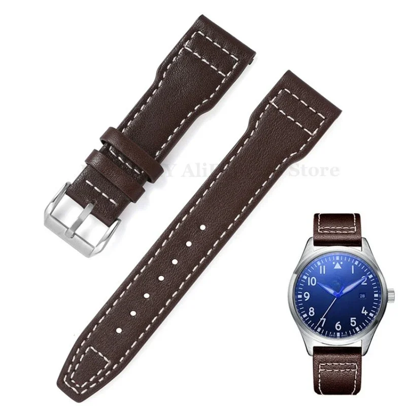 Lederen Horlogeband 20mm 21mm 22mm voor IWC Pilot Portugieser Portofino Horlogeband Koeienhuid Riem Armband horloge Accessoires