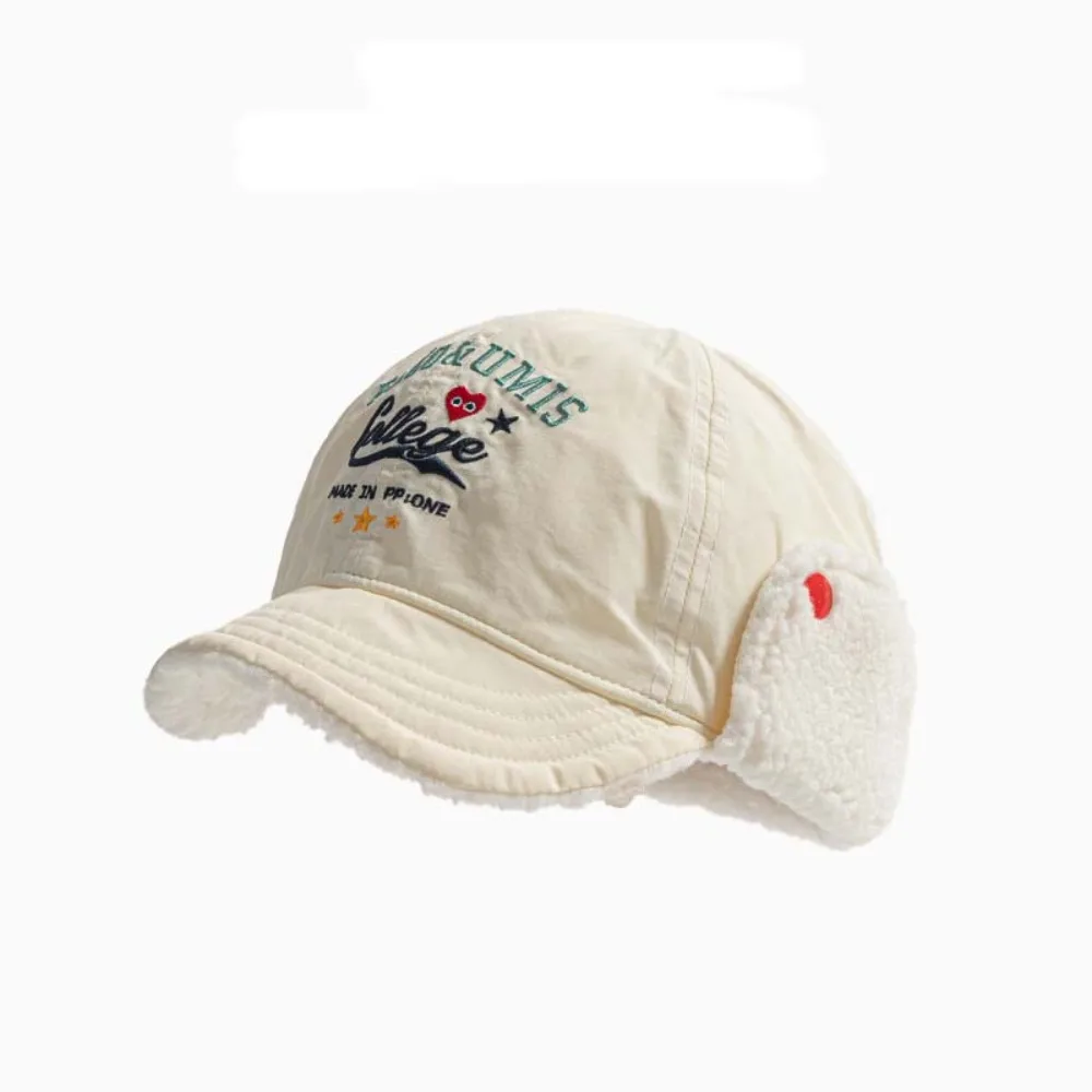 

Fashion Faux Fur Warm Hat Embroidery Thickened Beanies Cap Adjustable Windproof Baseball Cap Unisex