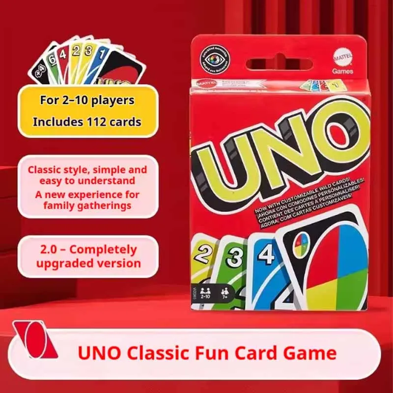Authentic Mattel UNO Card Game—Classic UNO Multiplayer Casual Party Tabletop Card Game