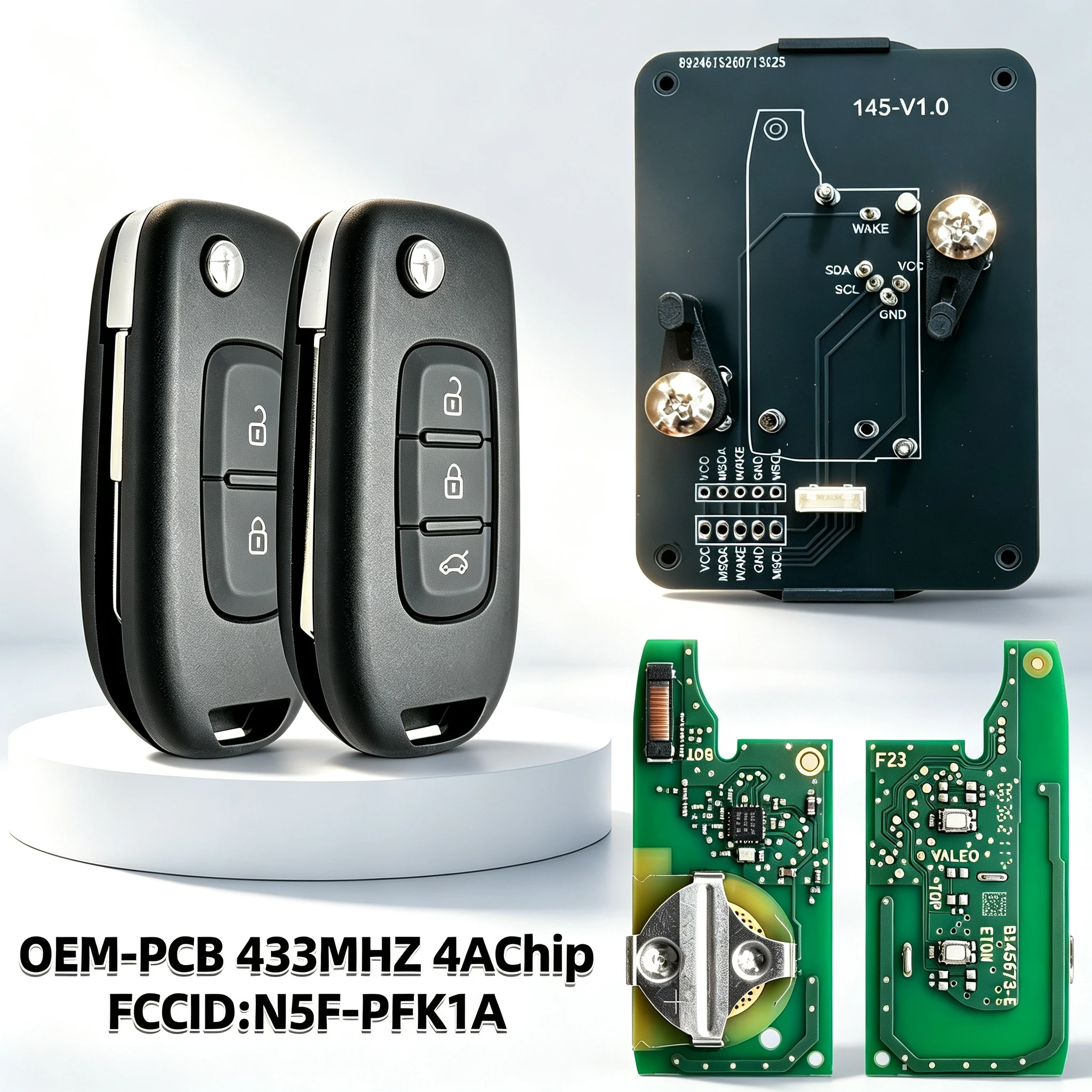 Adapter No. 145, Suitable for Renault Koleos/Correa Smart Key Enhancement, 433Mhz 4Achip Fccid:N5F-Pfk1A