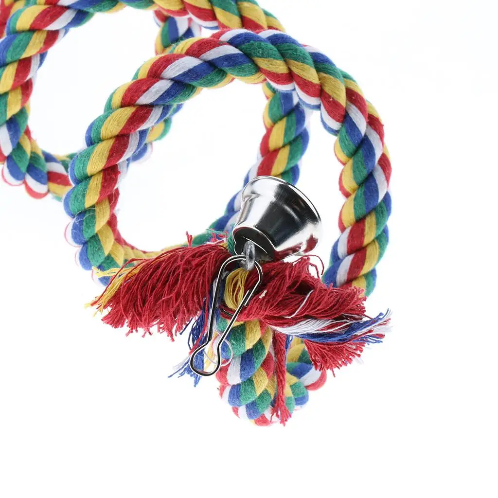 Bird Parrot Swing Toy 200cm (78inch) Bungee Climbing Cotton Spiral Rope Parrot Toys or Large-sized Bird Rope Perches Colorful