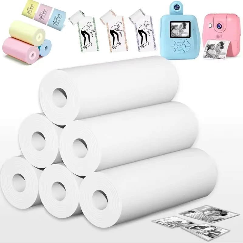 Papel de Cámara de impresión instantánea para niños, juego de papel de impresión para la mayoría de los niños, recargas de cámara instantánea, rollos de papel de 57x30mm, 6 rollos