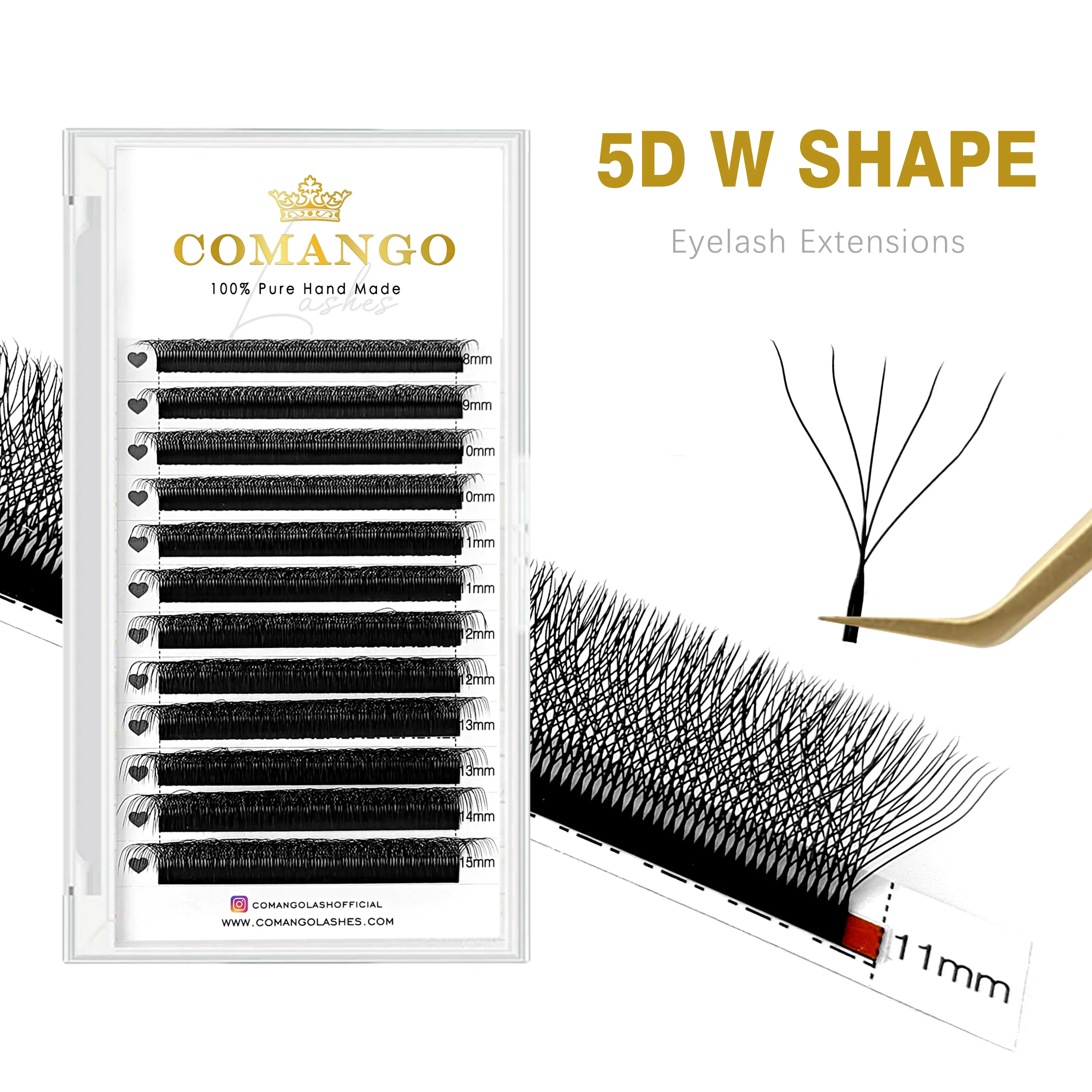 CoMango Cilios 5D W-shaped Eyelash Extension Automatic Flowering W Lashes C/D Curl High Quality Individual Fake Eyelashes