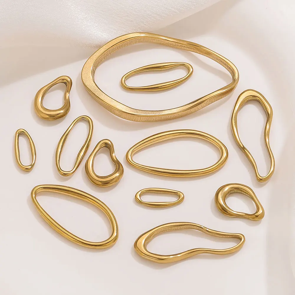 5 Pcs Stainless Steel Gold Plated Connector Charms Jewelry Making Accessories for DIY Irregular Bezel Women's Earrings Necklace