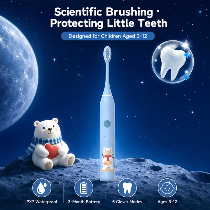Children's Electric Toothbrush Color Cartoon Space Series Children's Soft Hair Cleaning Brush IPX7 Waterproof
