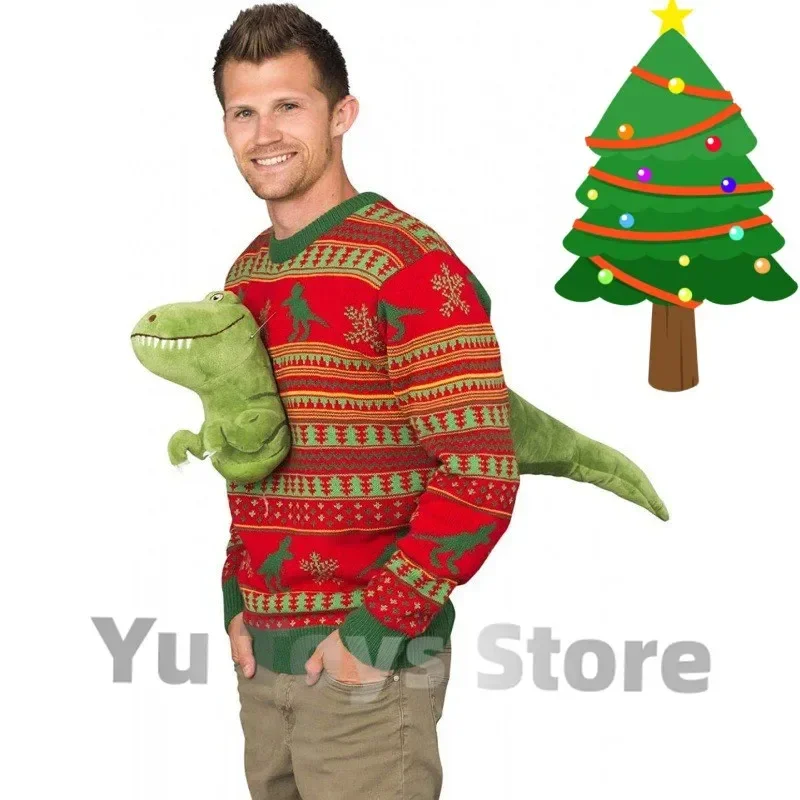 2023 Knitted Christmas Sweater Unisex 3d Dinosaur Ugly Cartoon Clothing Doll Pullover Funny Parties Holiday Jumper Top Cool Gift