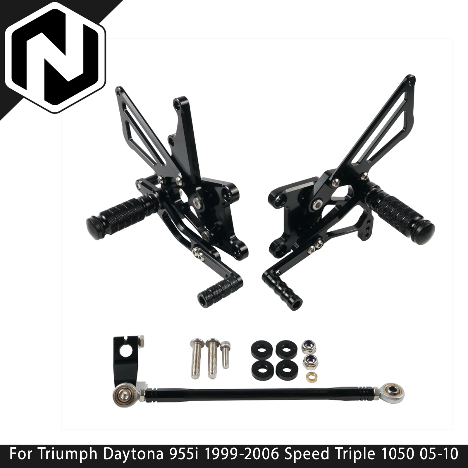 Reposapiés Traseros Ajustables con Varilla de Cambio para Triumph Daytona 955i 1999-2006, Speed Triple 1050 05-10, Speed Triple T509, Daytona T595