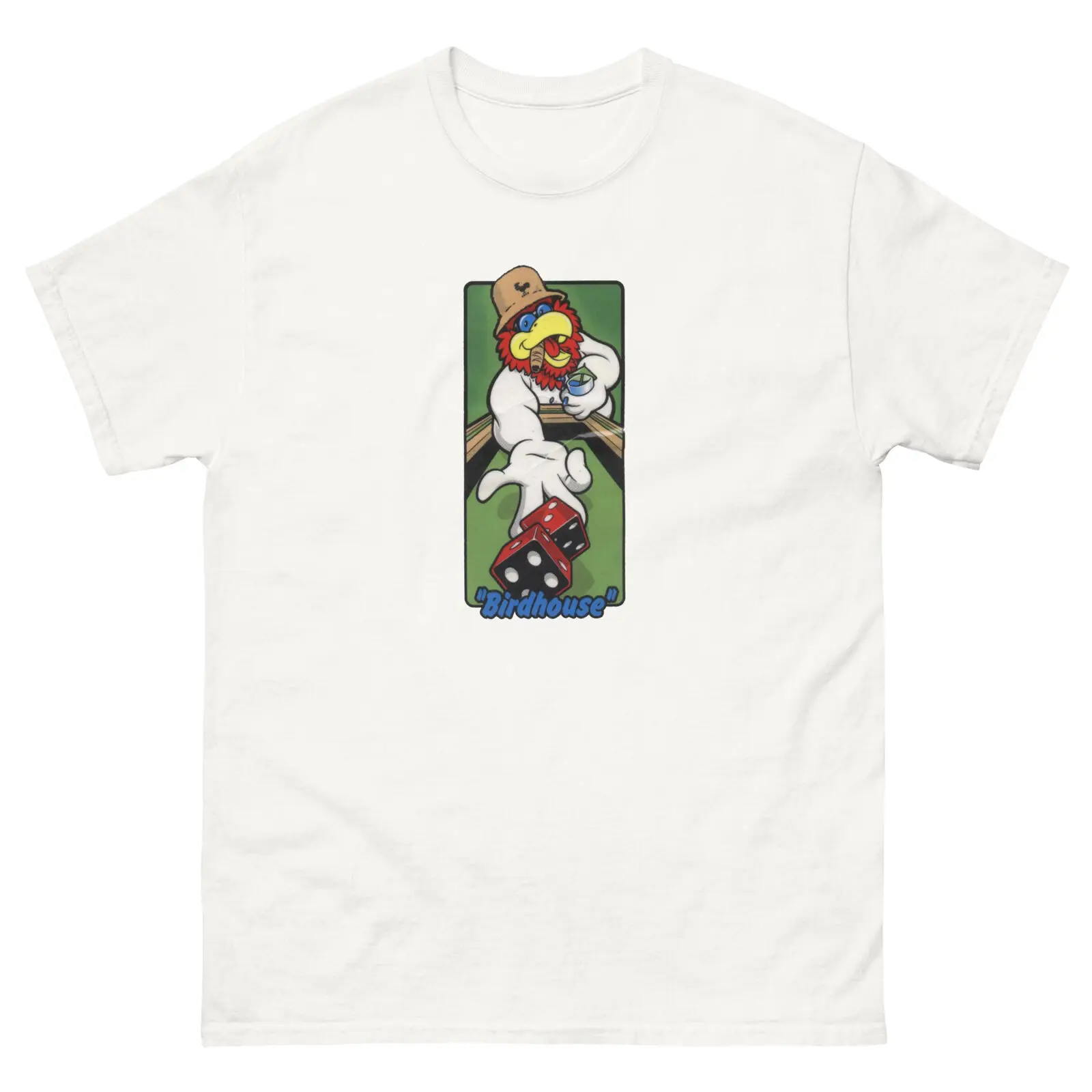 

Birdhouse Skate Dealer Chicken Roll the Dice Skateboarding T Shirt Design