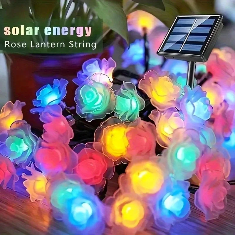 

LED Solar Rose Lanterns Outdoor Waterproof Star Courtyard Landscape Camping Balcony Garden Decorative String Lights