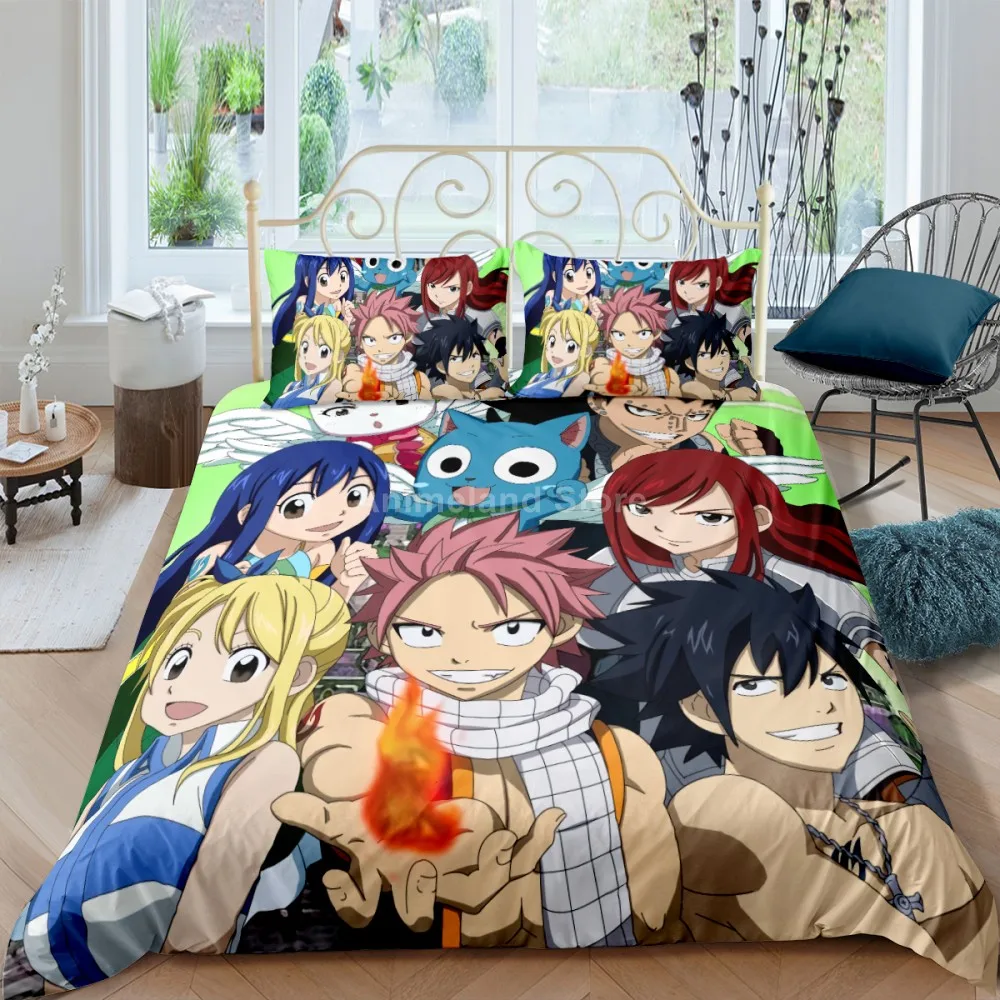 Fairy Tail Bedding Set Anime Duvet Cover Quilt Duvet Cover Sets Home Decor Twin Single Queen King Size Fashion Gift Cartoon